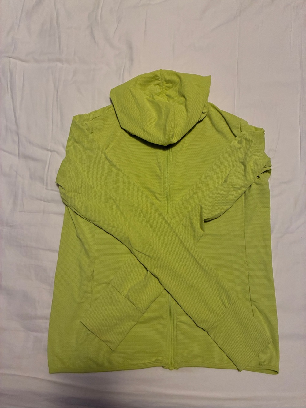 Uniqlo AIRism Mesh Full Zip Hoodie Yellow Green Small - Picture 2 of 5